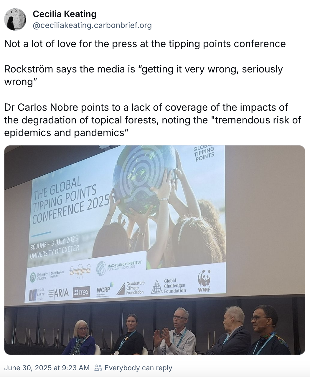 Cecilia Keating on Bluesky: Not a lot of love for the press at the tipping points conference 
